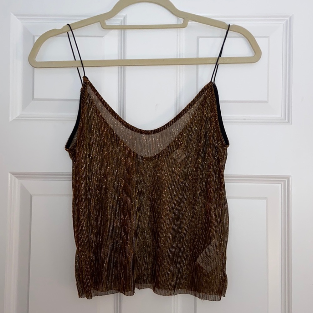 Sheer gold cropped tank from Urban Outfitters.